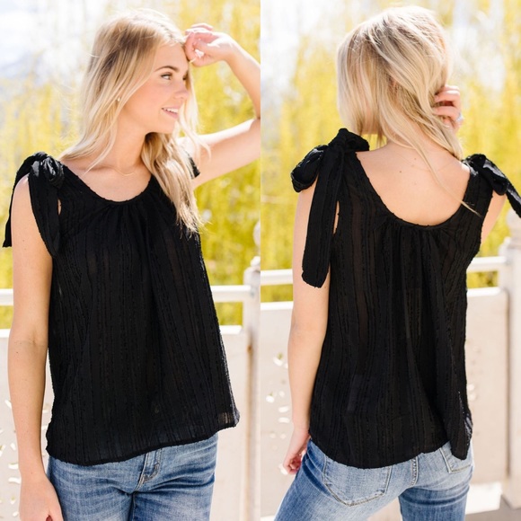 Shoulder Tie Tank Blouse in Pale Blue - Picture 8 of 8